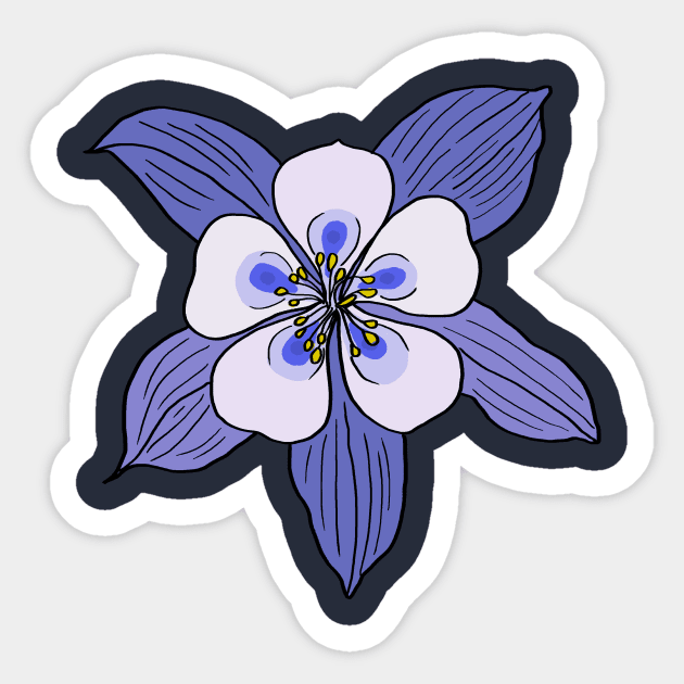 Colorado State Flower : Rocky Mountain Columbine Sticker by Hanatist Studio